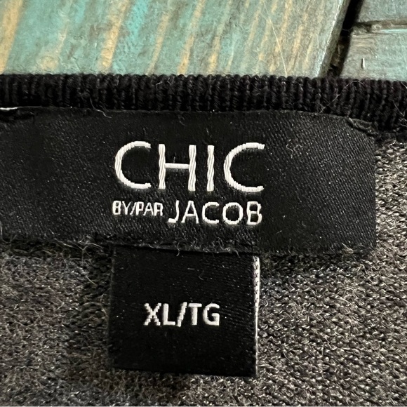 CHIC by Jacob Grey Button Up Scoop Neck Cardigan Sweater Size XL - Picture 5 of 7